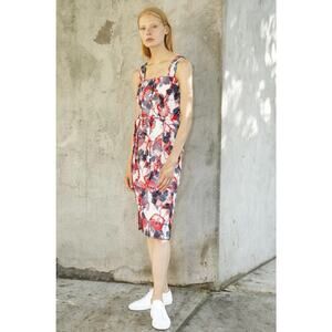 BECKEN NEW YORK Textured Floral Midi Pocket Tank Dress Net-A-Porter 6 $550